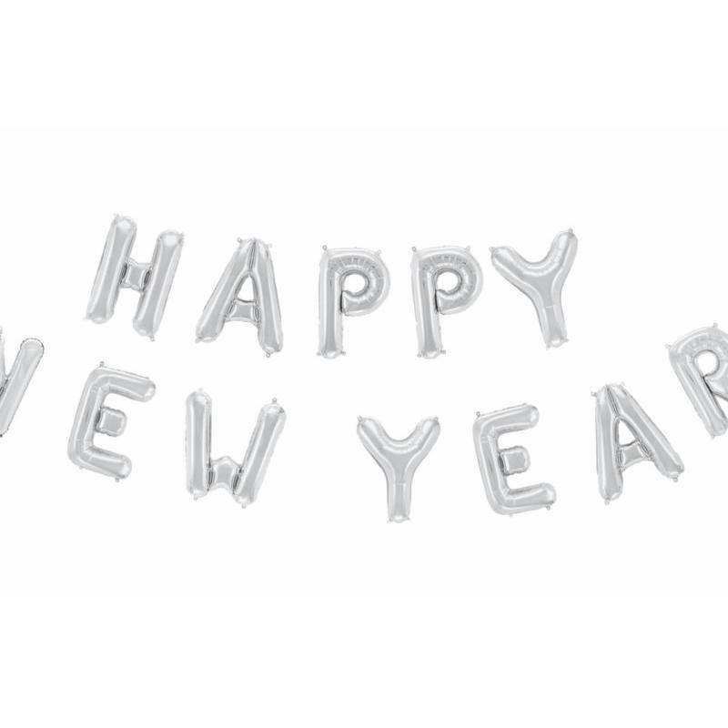 Happy New Year Folieballoner Sølv