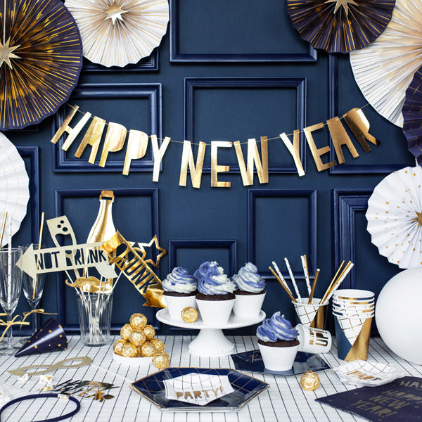 Happy New Year Guirlande Guld
