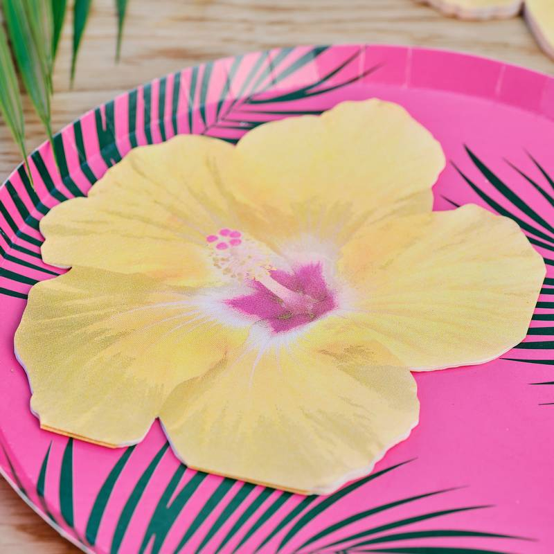 Hawaii Hibiscusblomst Servietter - 16 stk (16,5 cm) | Hawaii Servietter - Temashop