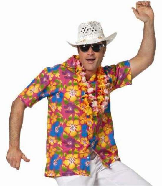 Hawaiiskjorte Pink - Temafester kostume til voksne i størrelserne S-XL | Hawaii kostume til mænd - Temashop