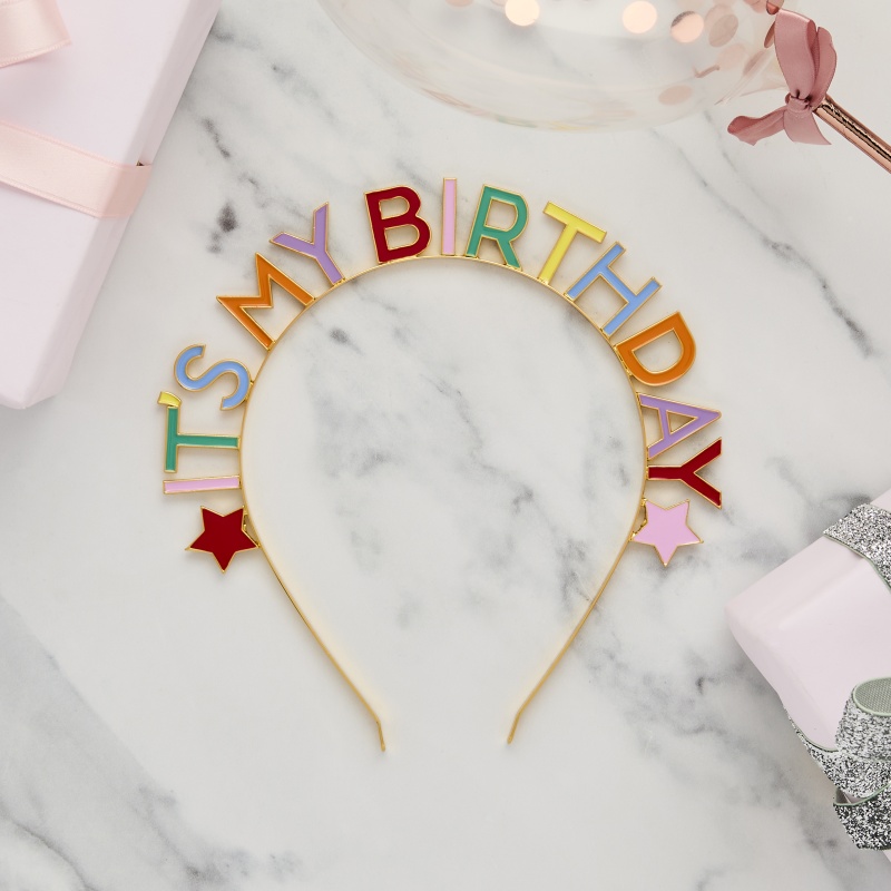 It's My Birthday Hårbøjle Regnbue | Fødselsdag Hårbøjle / Pandebånd / Hårbånd - Hovedtilbehør - Temashop