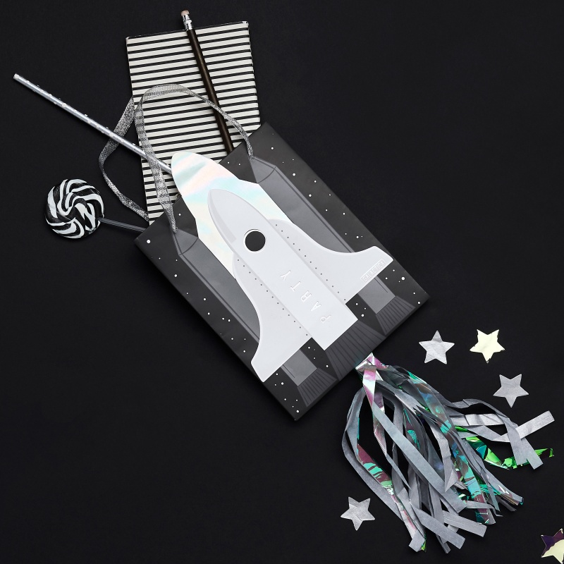 Raket Goodiebag Iriserende - 5 stk | Rummet Poser / Goodiebags - Temashop