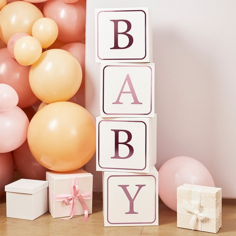 BABY Jumbo Klodser Lyserød - 4 stk | Babyshower Dekorationsklodser - Temashop