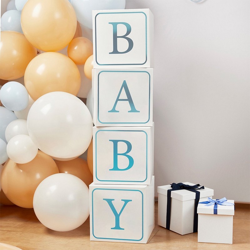 BABY Jumbo Klodser Lyseblå - 4 stk | Babyshower Dekorationsklodser - Temashop