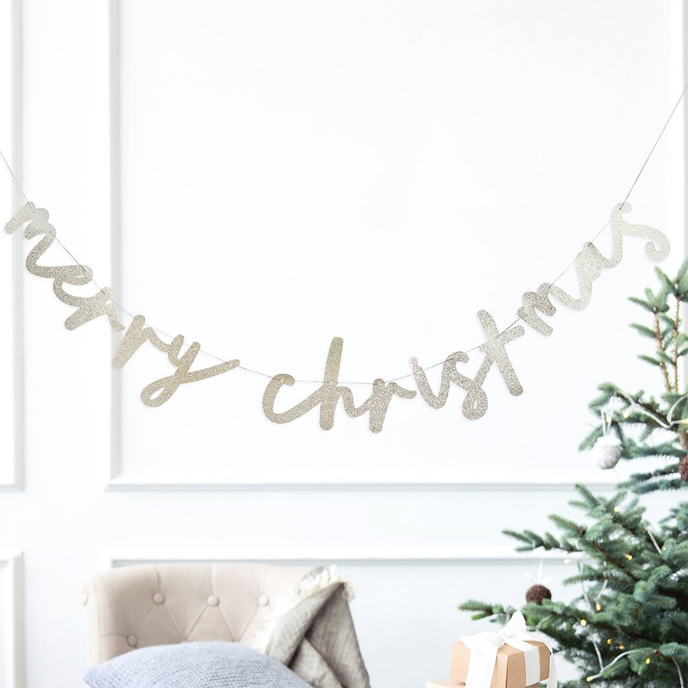 Merry Christmas Banner - 1 stk (2 m) | Julepynt Bannere - Temashop