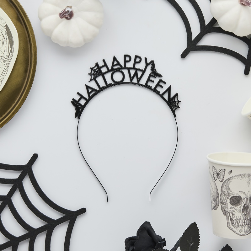 Happy Halloween Hårbøjle Sort | Halloween Hårbøjle / Pandebånd / Hårbånd - Hovedtilbehør - Temashop