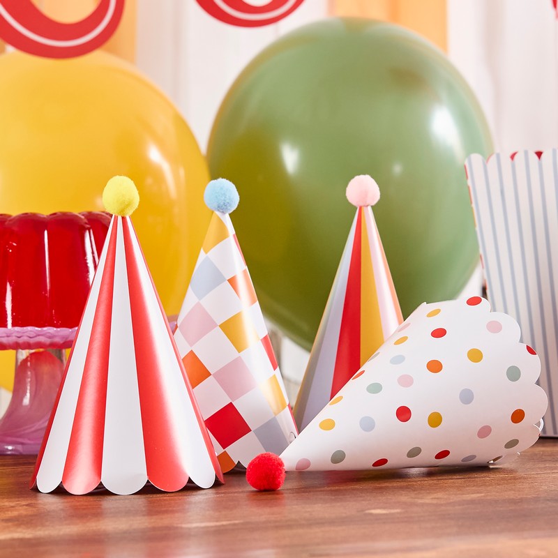 Cirkus Partyhatte - 8 stk | Cirkus Partyhatte - Temashop