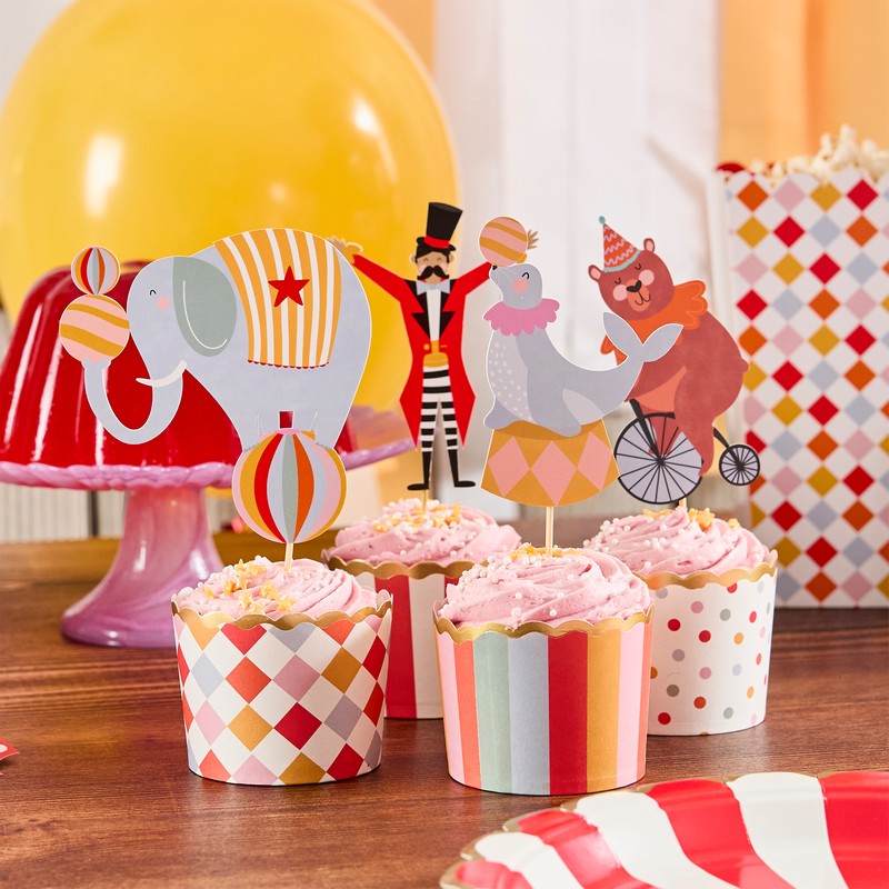 Cirkus Kagetoppere - 12 stk | Cirkus Kagefigur / kagetopper - Temashop