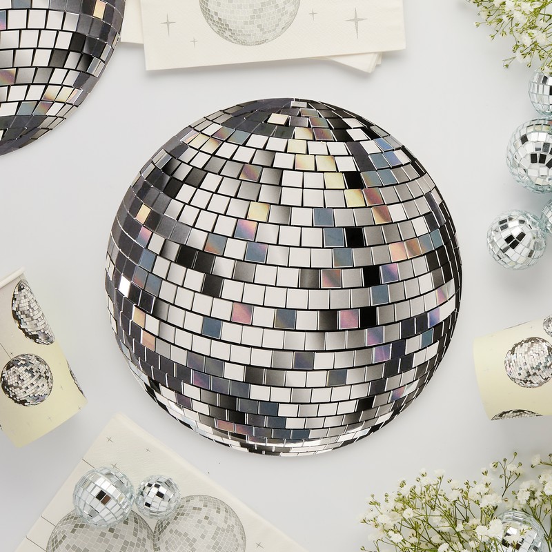 Disco Party Tallerkener - 8 stk (23 cm) | 70'erne Disco Tallerkner - Temashop