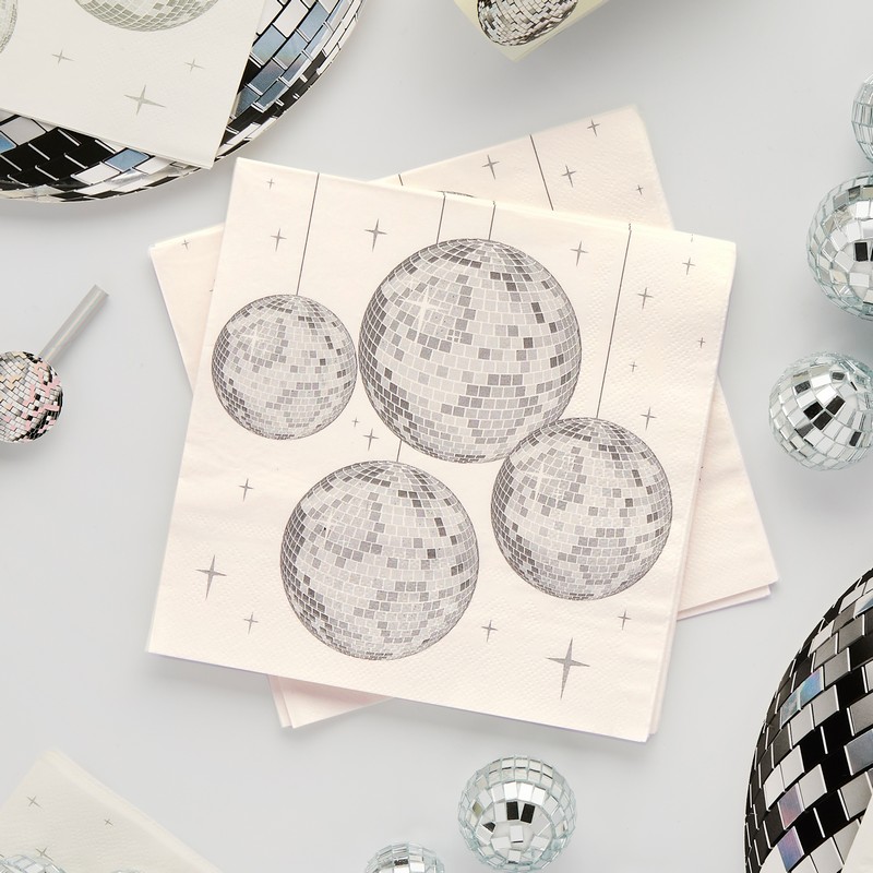 Disco Party Servietter - 16 stk | 70'erne Disco Servietter - Temashop