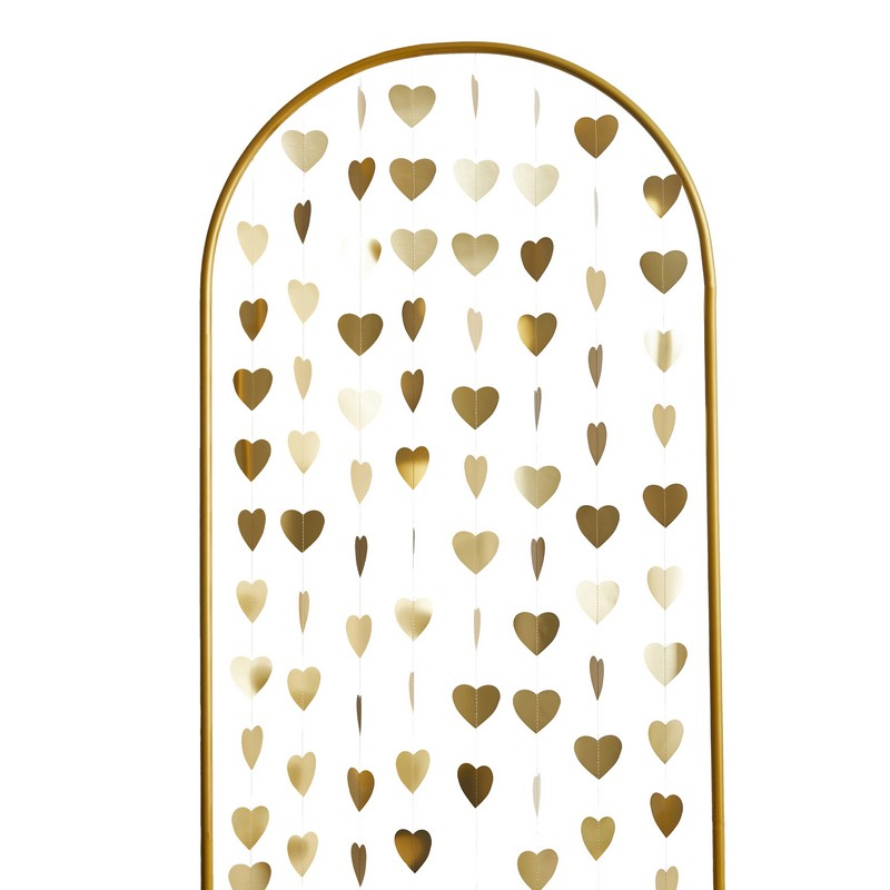 Hjerte Backdrop Guld - 1 stk (20 m) | Guld tema Vægbaggrunde - Temashop