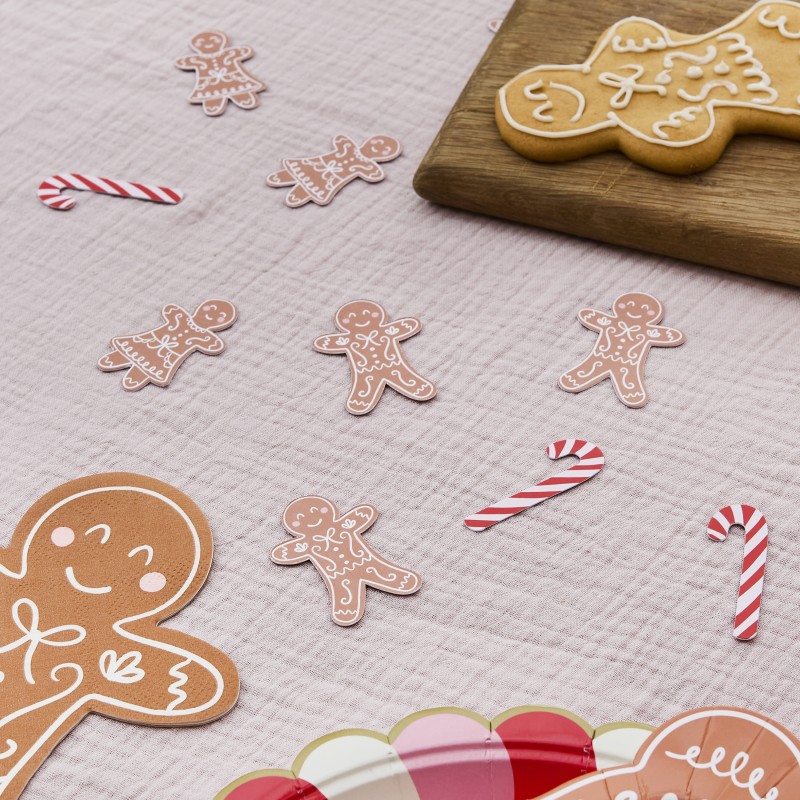Peberkagemænd Konfetti Brun/Rød - 1 pakke | Ginger Bread Konfetti - Temashop