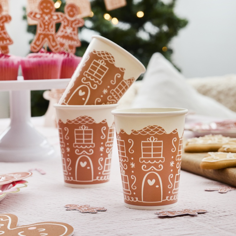 Peberkagehus Papkrus Brun - 8 stk | Ginger Bread Krus - Temashop