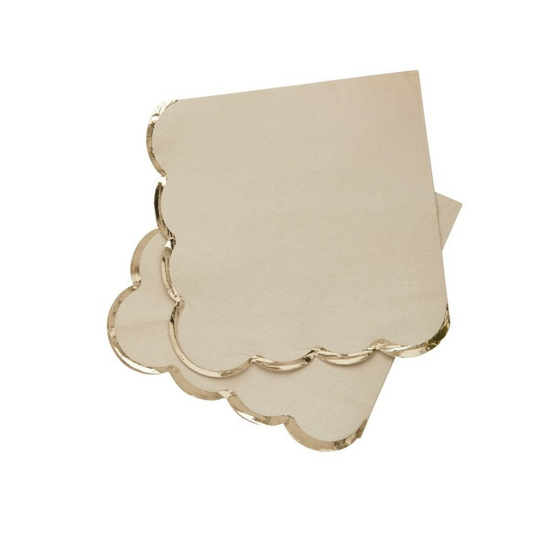 Bølgede Servietter Champagne - 16 stk (33 x 33 cm) - Temashop