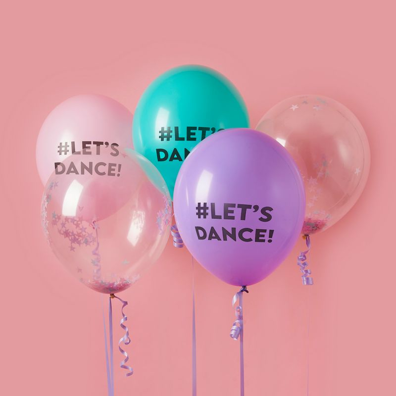 Let's Dance Konfetti Latexballoner - 5 stk (30 cm) | Musik Latexballoner - Temashop