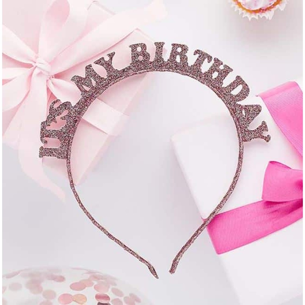 It's My Birthday Rosa Hårbøjle | Fødselsdag Hårbøjle / Pandebånd / Hårbånd - Hovedtilbehør - Temashop