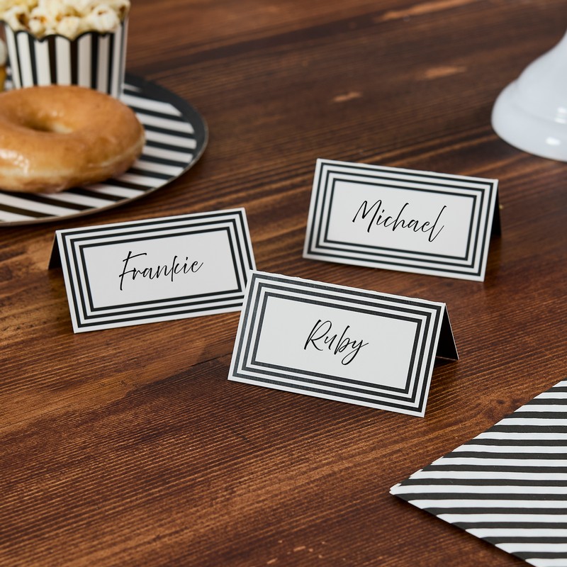 Monochrome Bordkort - 10 stk | Monokrom Bordnumre / bordkort / holdere - Temashop