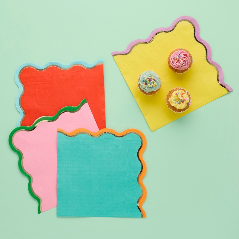 Premium Brights Servietter - 16 stk (16 x 16 cm) | Karneval Servietter - Temashop