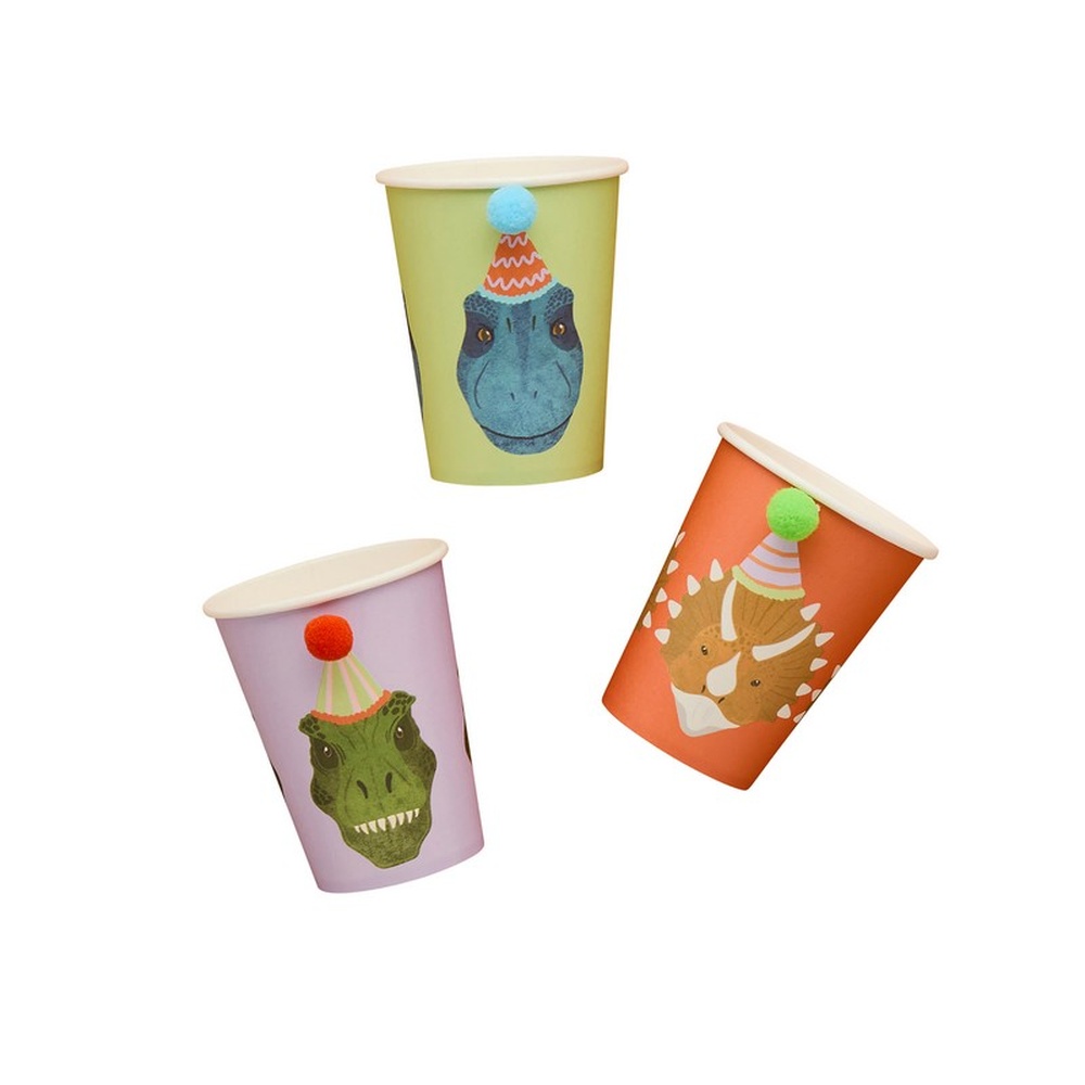Dinosaur Party Papkrus - 6 stk | Dinosaurus Krus - Temashop
