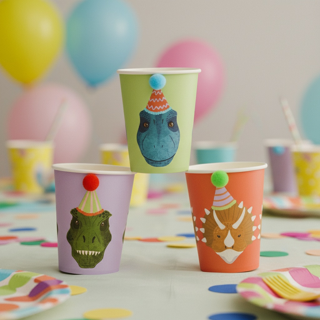 Dinosaur Party Papkrus - 6 stk | Dinosaurus Krus - Temashop