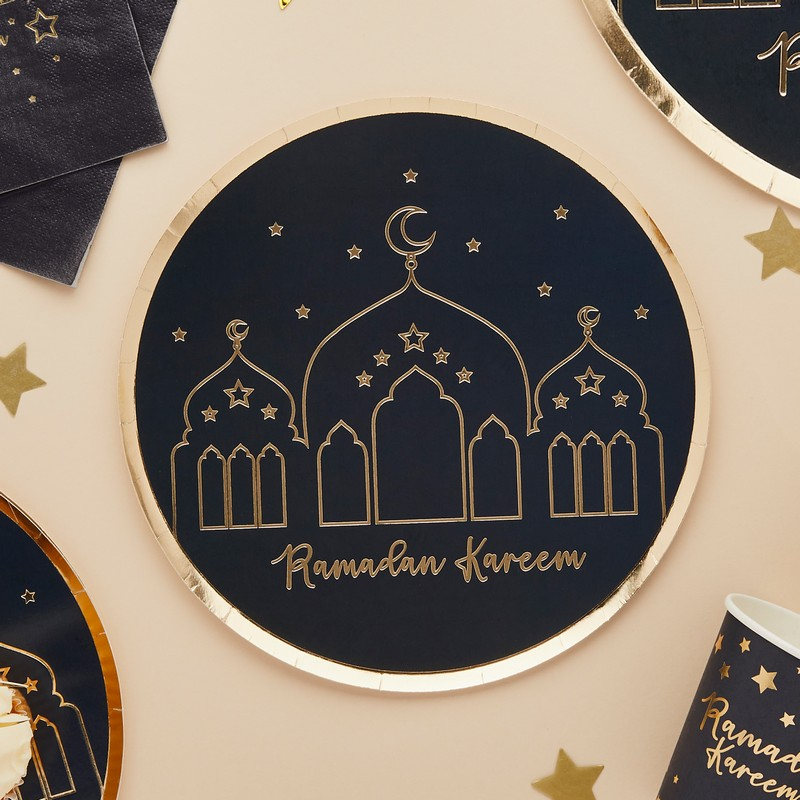 Ramadan Kareem Tallerkener - 8 stk | Eid Tallerkner - Temashop