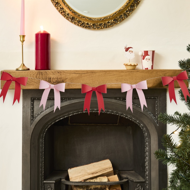Sløjfe Guirlande Rød/Rosa - 1 stk | Julepynt Guirlander - Temashop