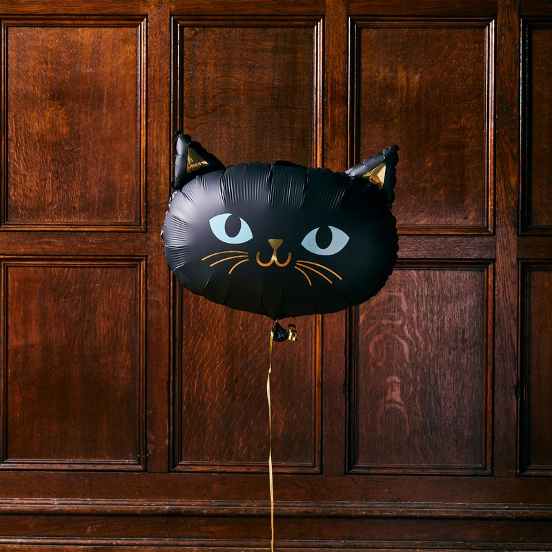 Halloween Folieballon Kat Sort/Guld