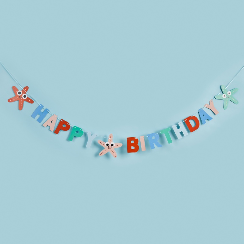 Ocean Party Happy Birthday Guirlande - 1 stk | Havet Guirlander - Temashop