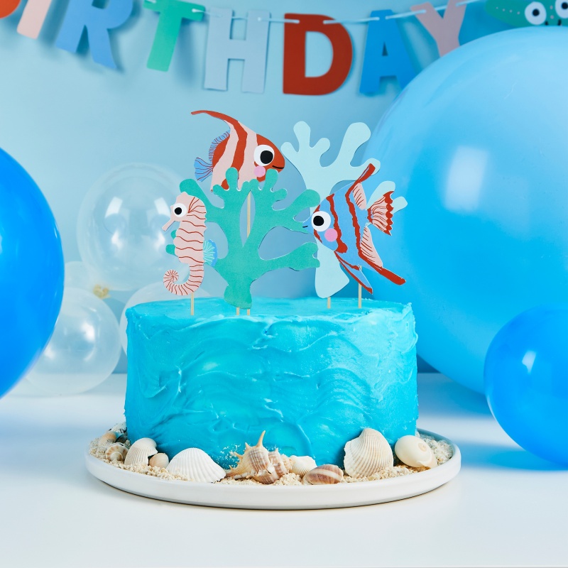 Ocean Party Fisk & Koral Kagetoppere - 5 stk | Havet Kagefigur / kagetopper - Temashop