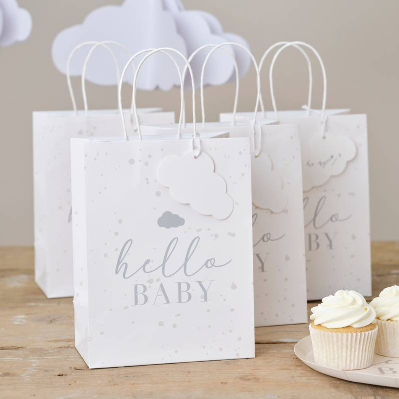 Hello Baby Gaveposer - 5 stk (21,5 x 15 cm) | Babyshower Poser / Goodiebags - Temashop