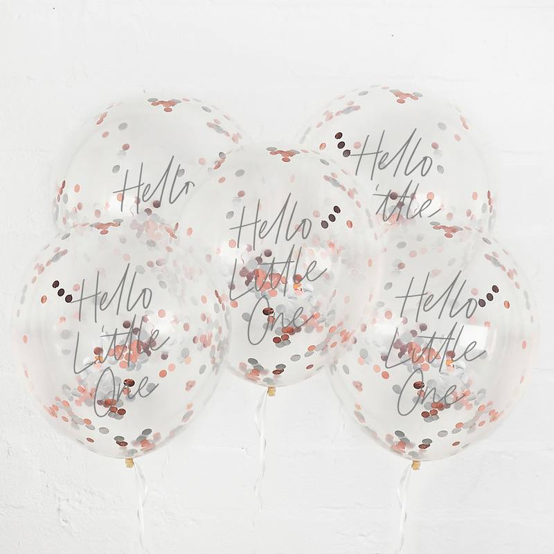 Hello Little One Konfetti Balloner - 5 stk (30 cm) | Babyshower Konfettiballoner - Temashop