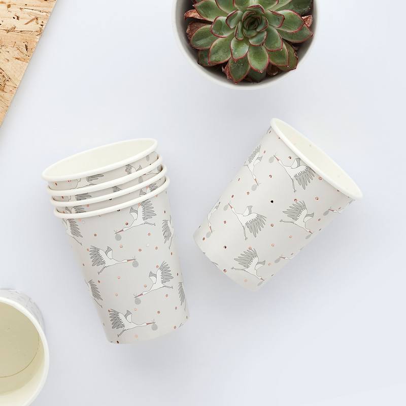 Hello Little One Papkrus Lysegrå - 10 stk (250 ml) | Babyshower Krus - Temashop