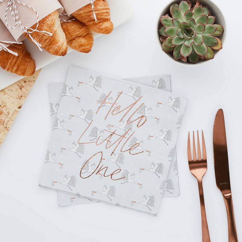 Hello Little One Servietter - 20 stk (33 x 33 cm) | Babyshower Servietter - Temashop