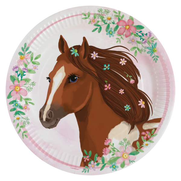 Heste Tallerkener - 8 stk (23 cm) | Hest Tallerkner - Temashop