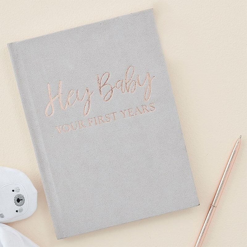 Hey Baby Barnets Bog Ruskind Grå - 1 stk (21 x 16 cm) | Babyshower Bøger - Temashop