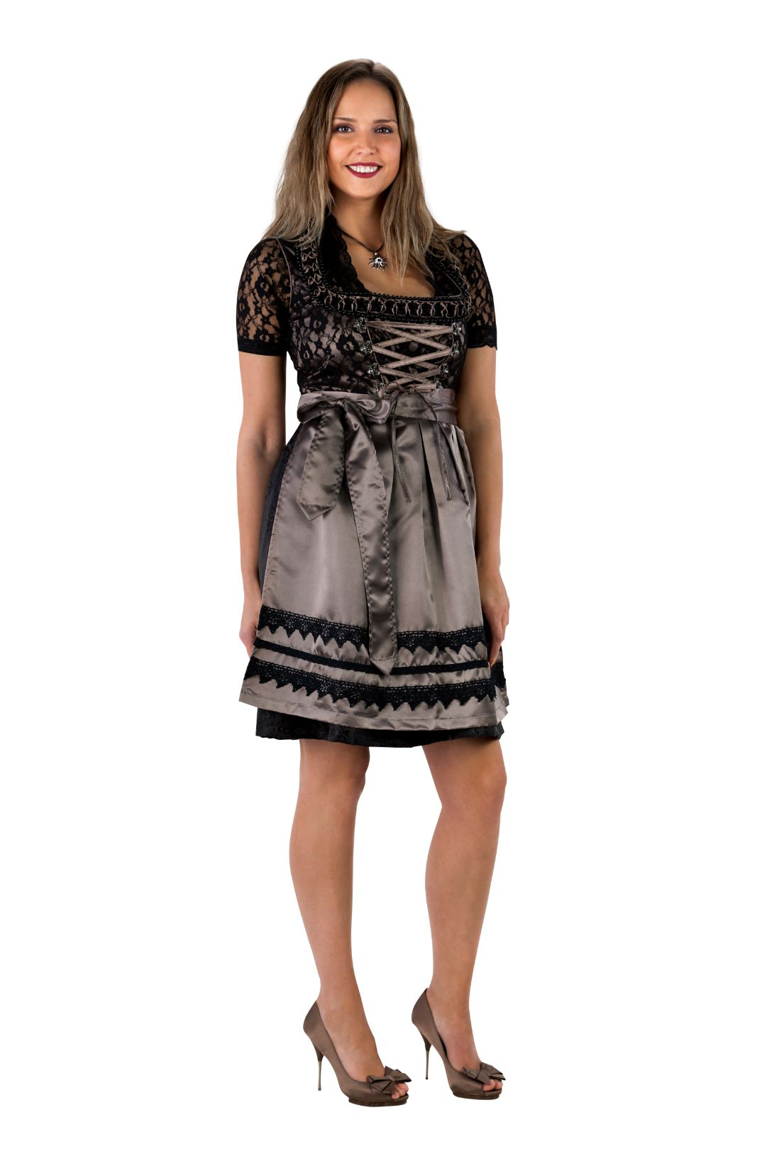 Dirndl Midi Sort - Anledninger kostume til voksne i størrelserne S-3XL | Oktoberfest kostume til kvinder - Temashop