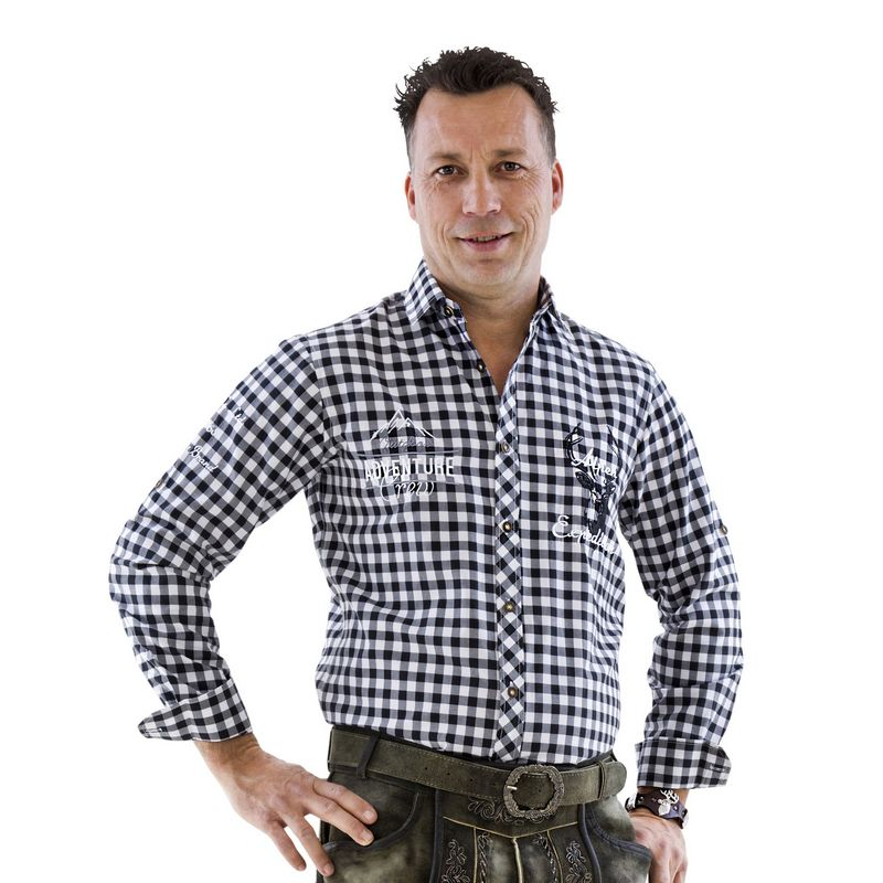 Tyrolerskjorte Sort - Anledninger kostume til voksne i størrelserne S-5XL | Oktoberfest kostume til mænd - Temashop