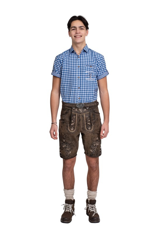 Lederhosen Kort Antikbrun - Anledninger kostume til voksne i størrelserne 2XS-5XL | Oktoberfest kostume til mænd - Temashop