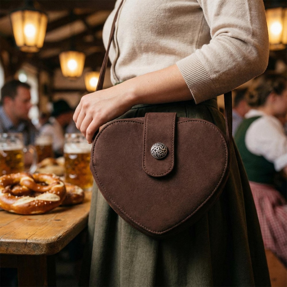 Oktoberfest Hjerte Taske Mørkebrun | Oktoberfest Taske / Pung - Kropstilbehør - Temashop
