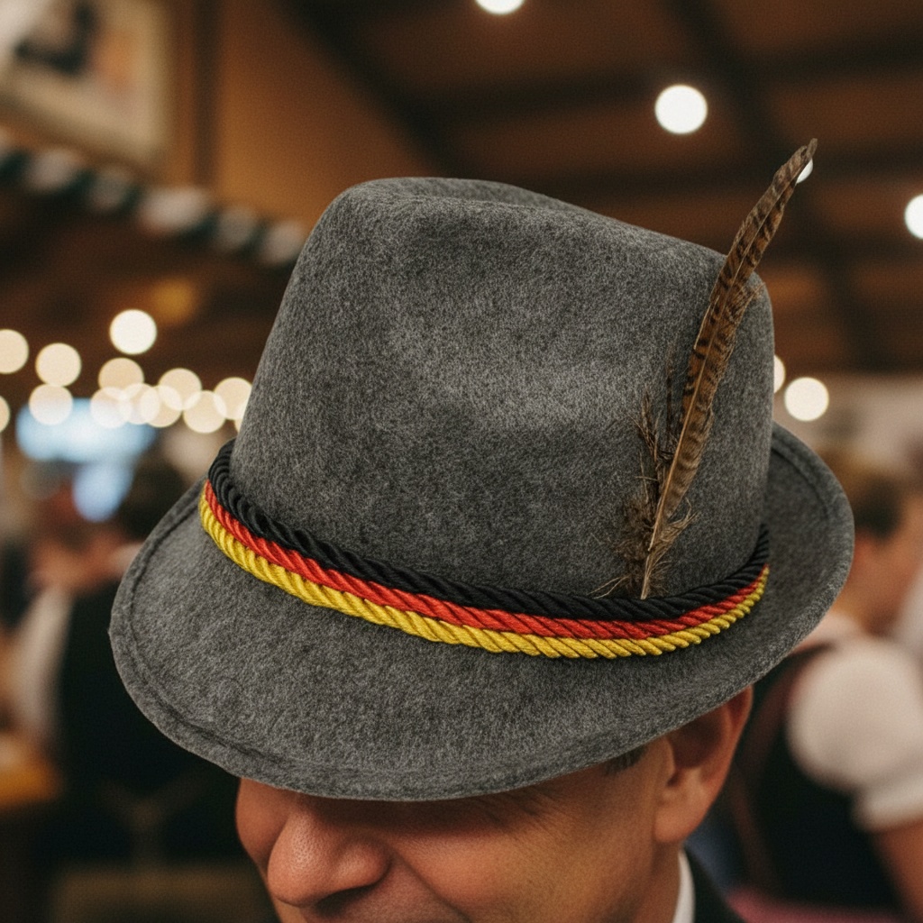 Tysk Tyrolerhat Fasanfjer Grå | Oktoberfest Hat / Hue / Hjelm - Hovedtilbehør - Temashop