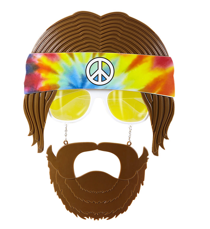 Hippie Briller & Skæg | 60'erne Hippie Maske - Hovedtilbehør - Temashop