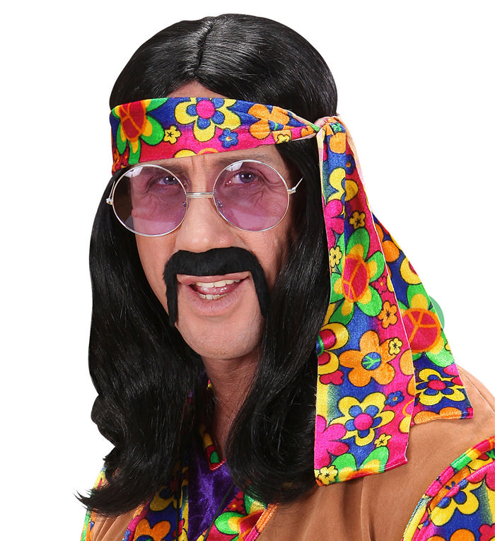 Hippie Dude Paryk Sort | 60'erne Hippie Paryk - Hovedtilbehør - Temashop