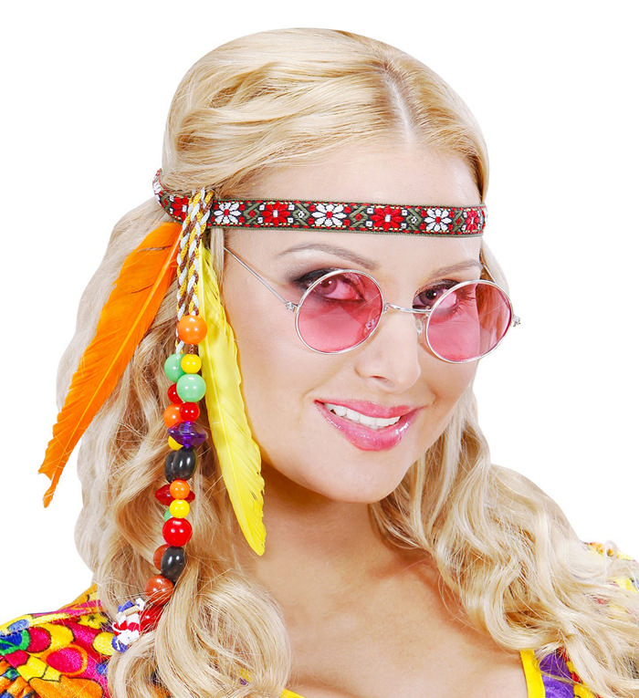 Hippie Pandebånd Multifarvet | 60'erne Hippie Hårbøjle / Pandebånd / Hårbånd - Hovedtilbehør - Temashop
