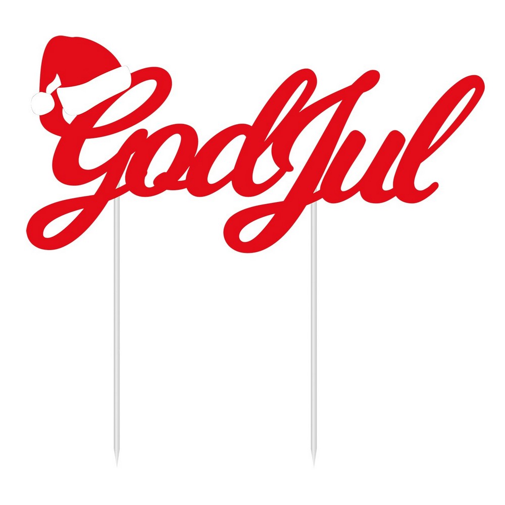 God Jul Kagetopper Rød - 1 stk (20 x 20 cm) | Julefrokost Kagefigur / kagetopper - Temashop