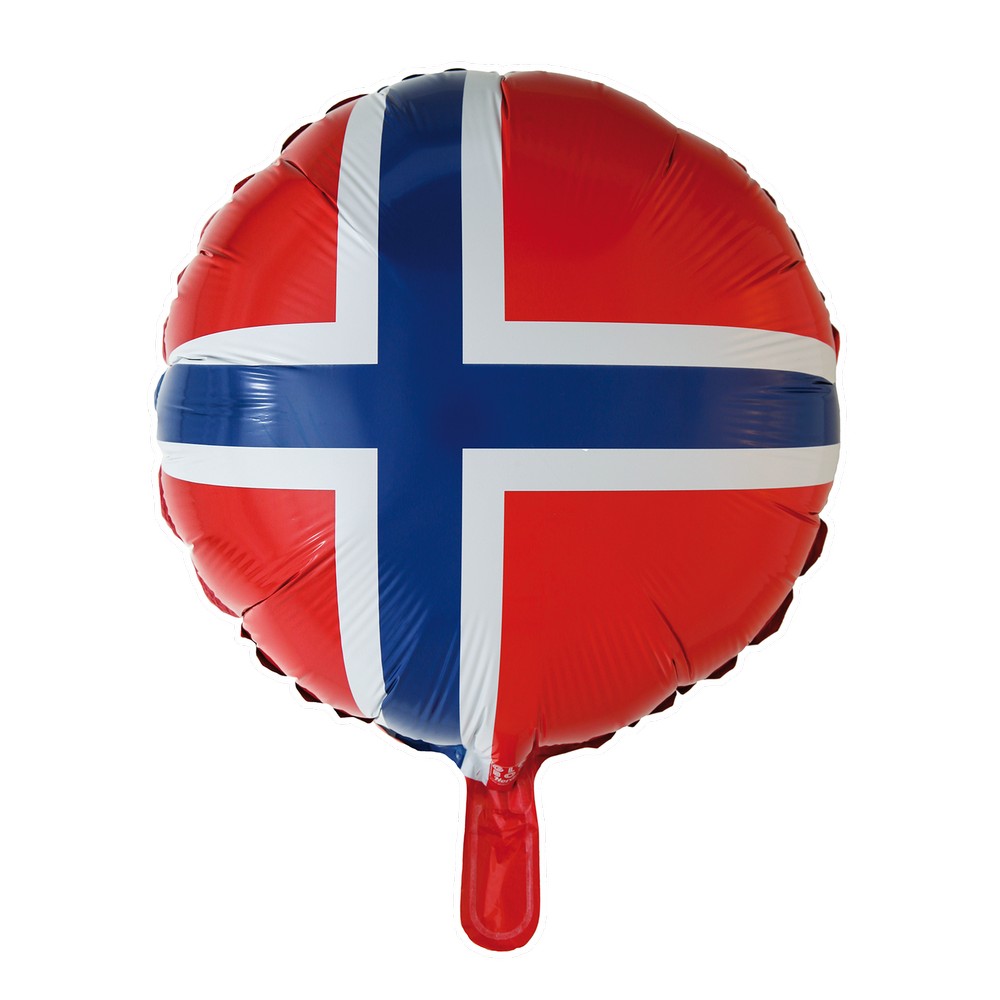Norge Folieballon Rund - 1 stk (46 cm) | Norge Folieballoner - Temashop