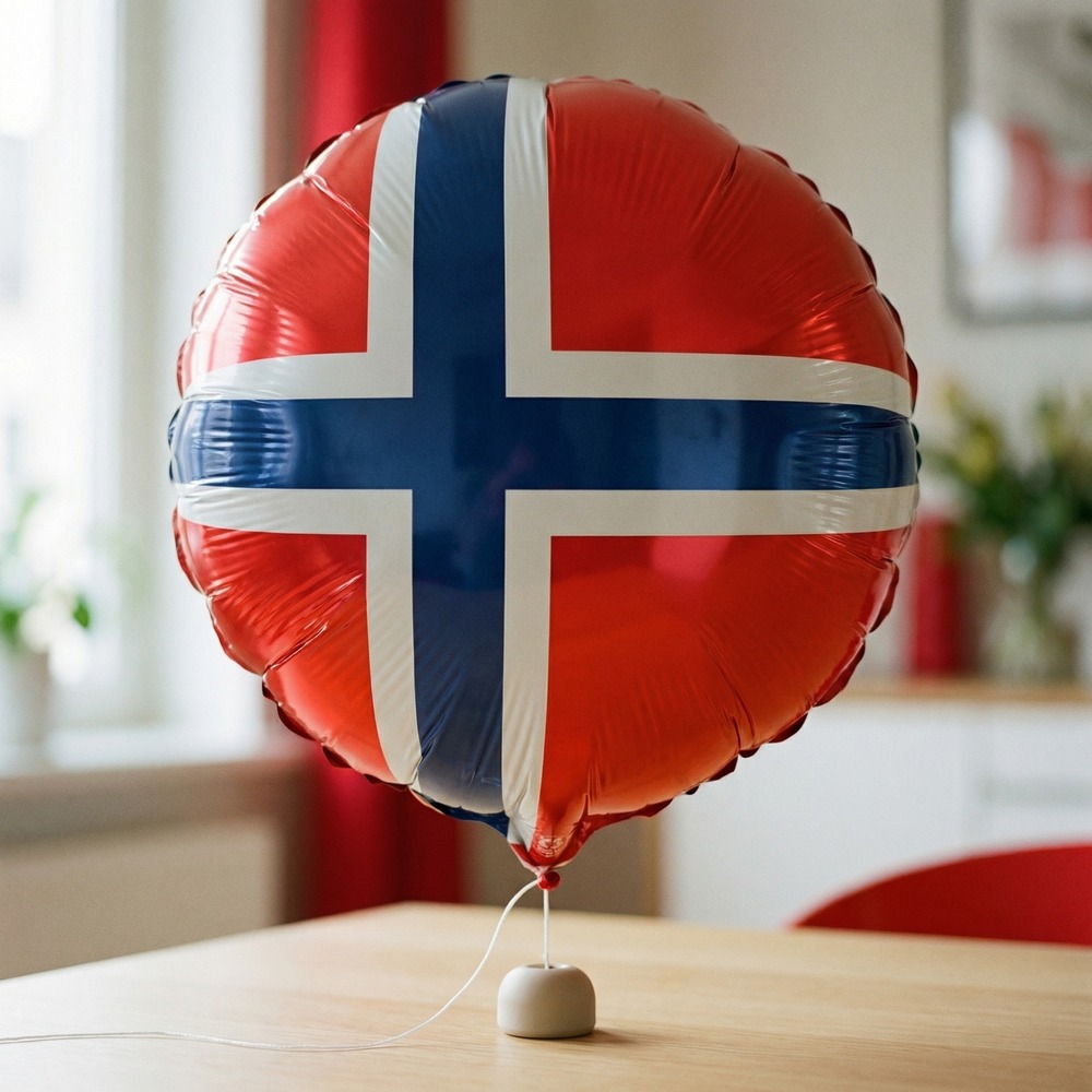 Norge Folieballon Rund - 1 stk (46 cm) | Norge Folieballoner - Temashop