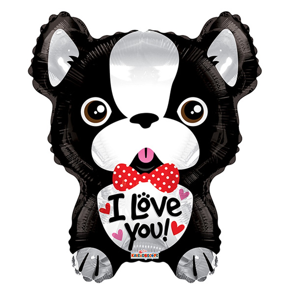 Fransk Bulldog I Love You Folieballon Sort