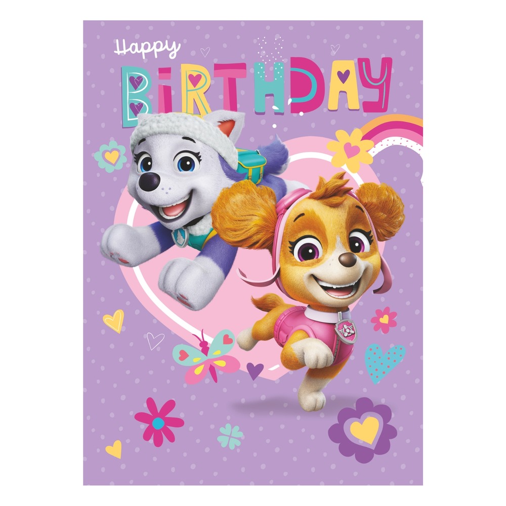 Happy Birthday Paw Patrol Kort - 1 stk (17 x 12 cm) | Paw Patrol Kort / Invitationer / Gode råd - Temashop