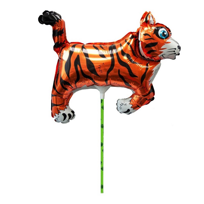 Tiger Folieballon På Pind - 1 stk | Tiger Folieballoner - Temashop