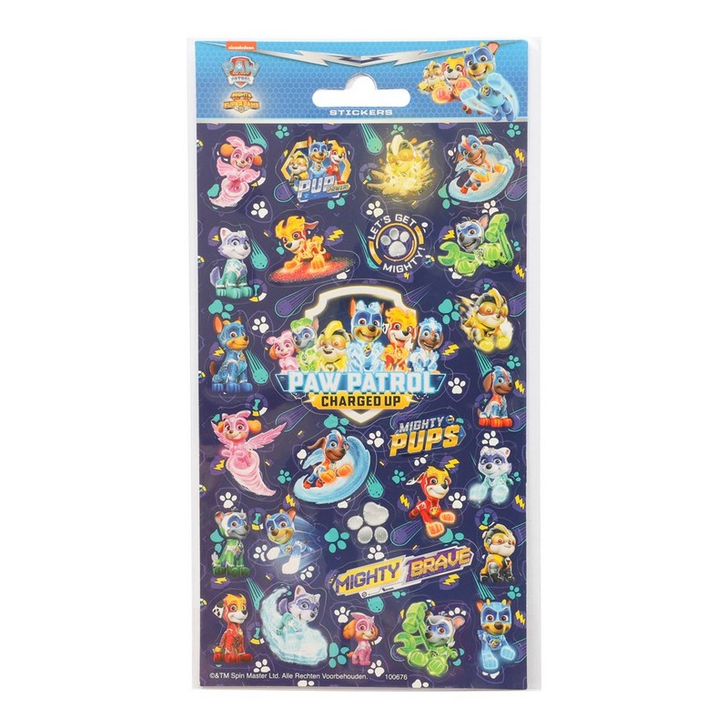 Paw Patrol Glimmer Klistermærker - 1 ark | Paw Patrol Klistermærke - Temashop